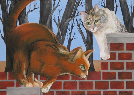 Gemälde zwei Katzen